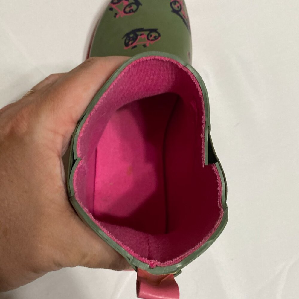 Anthropologie Bicycle Pattern Rain Boots 8 Green Boots - Picture 6 of 9